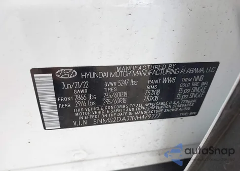2022 Hyundai Santa Fe Sel from USA, damaged, VIN 5NMS2DAJ1NH479277